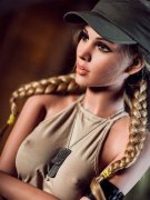 Silicone Sex Dolls - Adult sexy toys Wild blonde girl, tactical hat, small whistle, big chest, full posture Silicone Sex Dolls 168cm