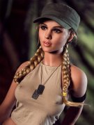 Silicone Sex Dolls - Adult sexy toys Wild blonde girl, tactical hat, small whistle, big chest, full posture Silicone Sex Dolls 168cm