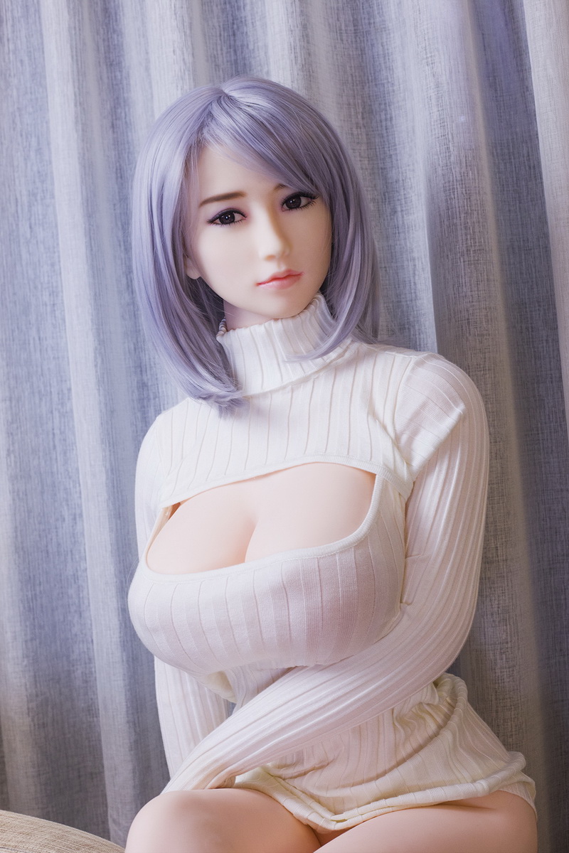 Silicon sex doll 158cm DreamCute little asian girl, attracting gray ball head. Tight and big chest business clothe