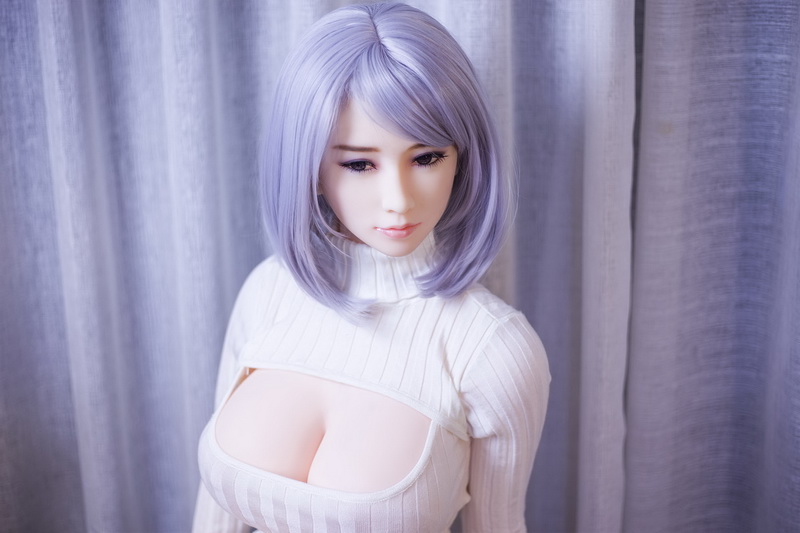 Silicon sex doll 158cm DreamCute little asian girl, attracting gray ball head. Tight and big chest business clothe