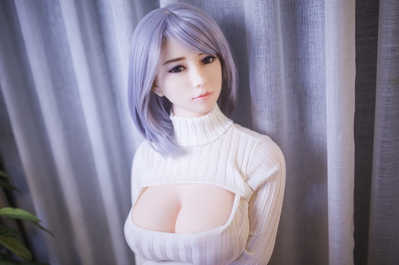 Silicon sex doll 158cm DreamCute little asian girl, attracting gray ball head. Tight and big chest business clothe