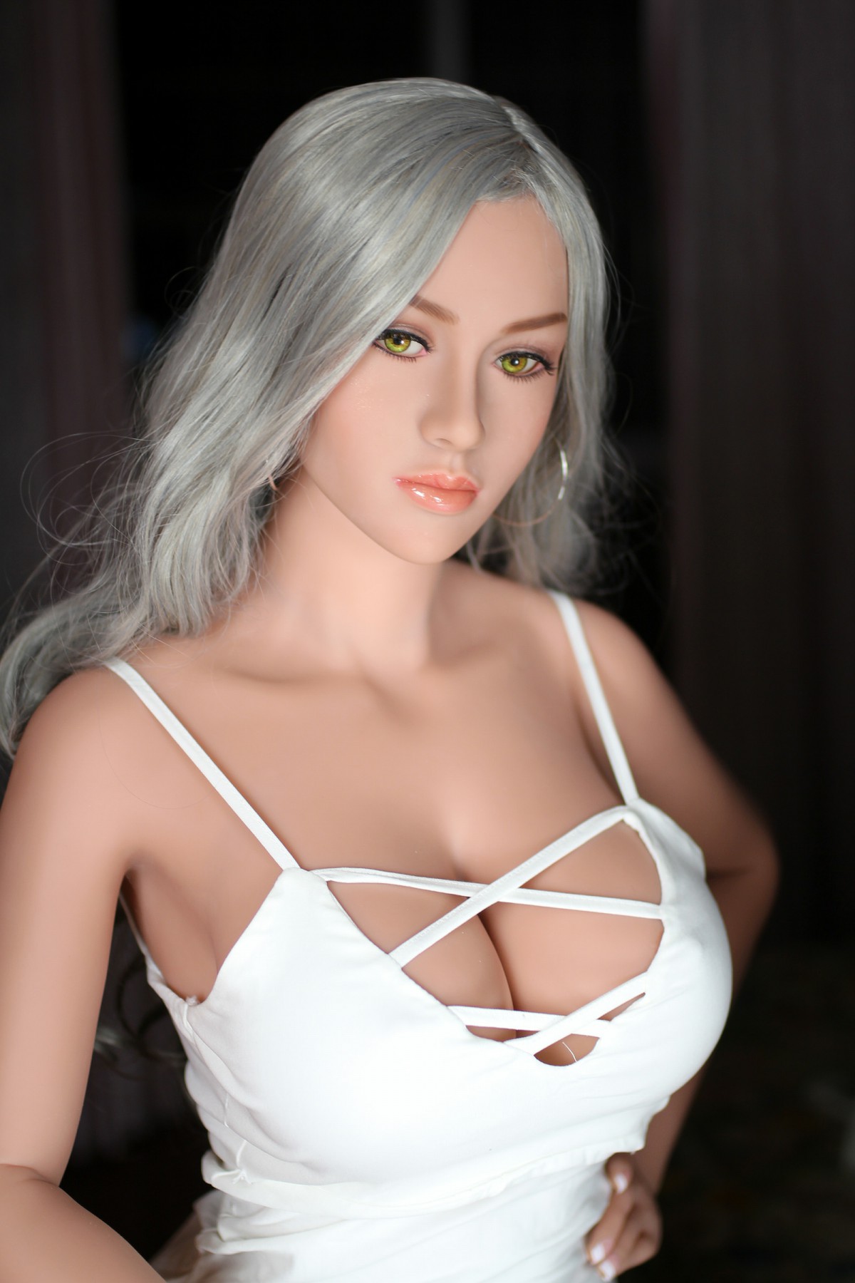 The Pearl of the palm, big chest, green hair, unlimited fantasy Silicon sex doll 158cm men toys sex adult real