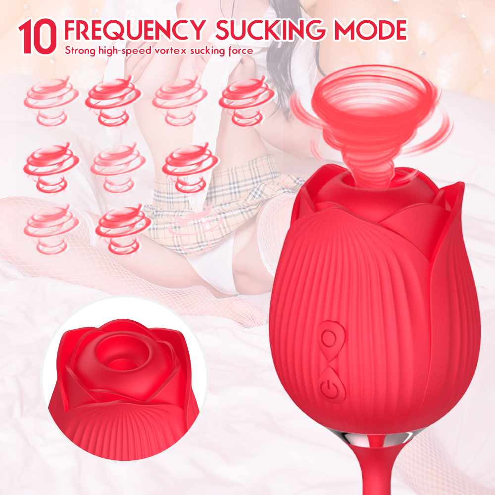 Silicone Sex Toys Vibrating Rose Clitoral Stimulating Tongue Sucking Vagina Nipple Rose Vibrator For Woman