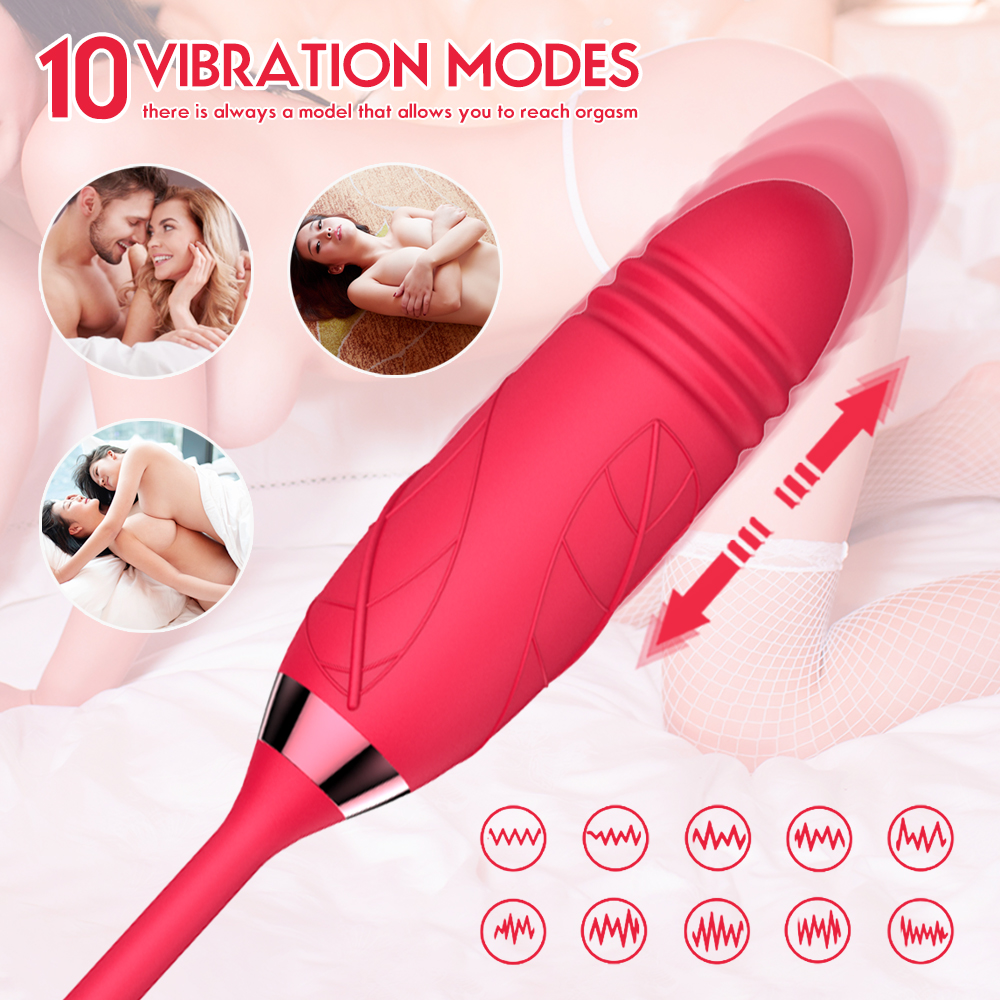 Silicone Sex Toys Vibrating Rose Clitoral Stimulating Tongue Sucking Vagina Nipple Rose Vibrator For Woman